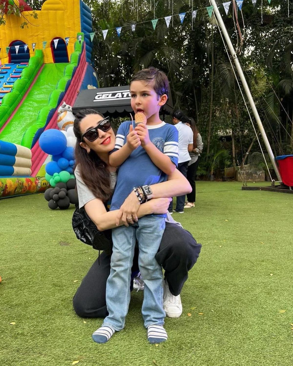 Taimur`s beautiful maasi, Karisma Kapoor took to Instagram and dropped this adorable photo of her along with the birthday boy. "Happy birthday to our jaan Tim Tim. Big boy now", wrote Karisma alongside the post with blue and red heart emojis along with birthday cake and chocolate emoji. Taimur`s beautiful maasi, Karisma Kapoor took to Instagram and dropped this adorable photo of her along with the birthday boy. "Happy birthday to our jaan Tim Tim. Big boy now", wrote Karisma alongside the post with blue and red heart emojis along with birthday cake and chocolate emoji.